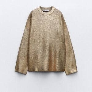 ZARA OVERSIZED METALLIC KNIT SWEATER